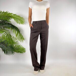Women's Vintage Y2K Brown Pinstripe Fairy Grunge Academia Chino Dress Pants / 4